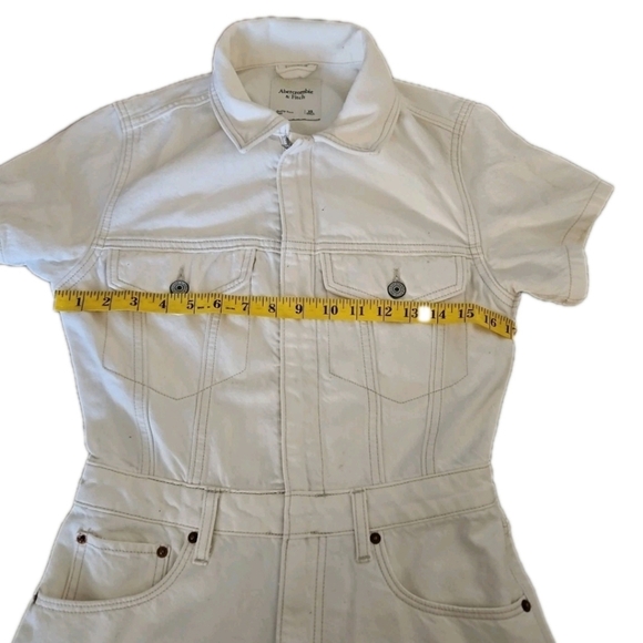 Abercrombie & Fitch Women’s Cream Denim Romper Casual One-Piece Summer Short XS - Picture 15 of 16